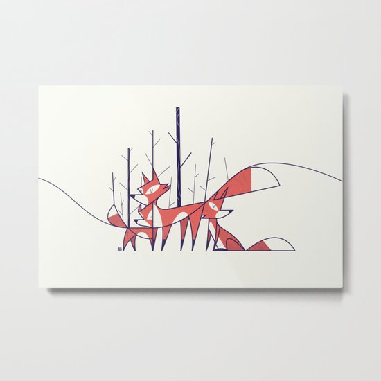 Foxes Metal Print