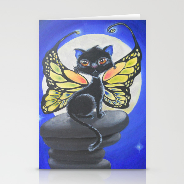 Buttercat A Cute Black Cat With Colored Butterfly Wings Under
