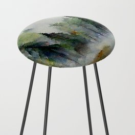 Rainy Forest, Watercolor on Paper Counter Stool
