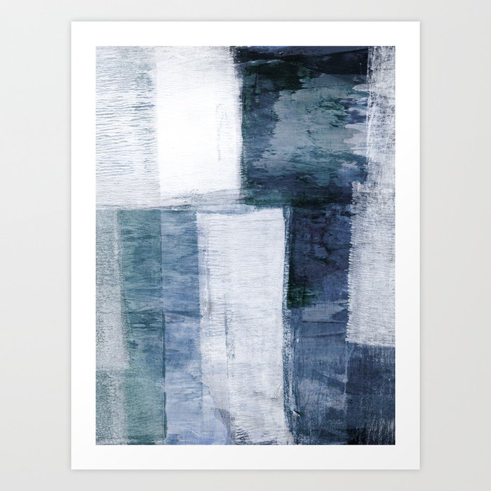 Quilted Blue Geometric Minimalist Abstract Painting Art Print By