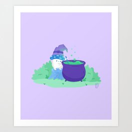Mushroom Witch | Potion Making 101 Art Print | Spell, Cute, Drawing, Fungi, Potion, Magic, Kawaii, Digital, Witchy, Garden 