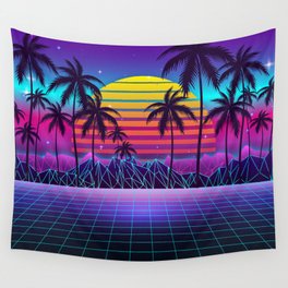 Radiant Sunset Synthwave Wall Tapestry