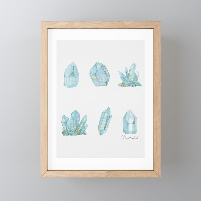 Crystals - Turquoise Framed Mini Art Print