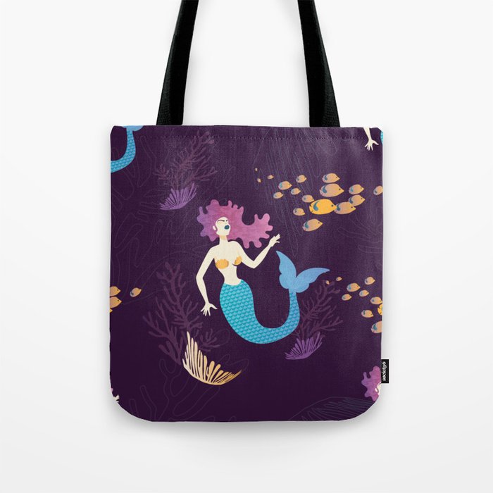 Mermaid and Fish Tote Bag