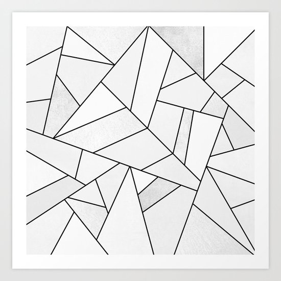 White Stone / Black Lines Art Print