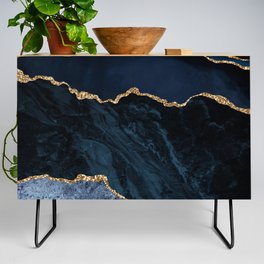 Beautiful Sapphire And Gold Marble Design Credenza