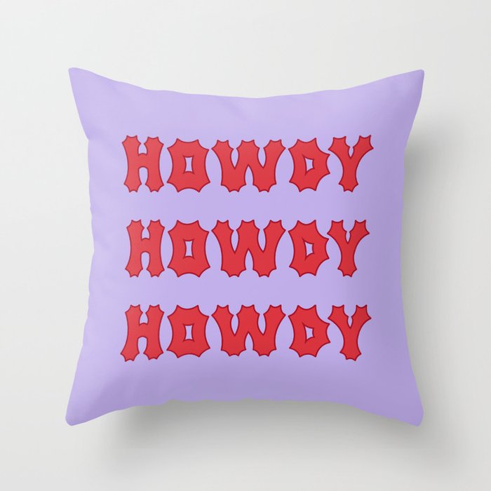Gothic Cowgirl, Lavender and Red Throw Pillow