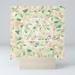 Pastel colours mosaic pattern with Flower of Life Mini Art Print