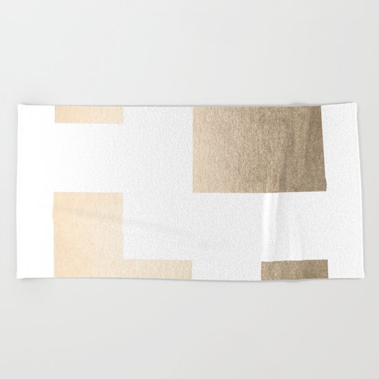 Simply Geometric in White Gold Sands on White Beach Towel