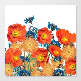 Poppies Corn Flower Marigold Wildflower  Canvas Print