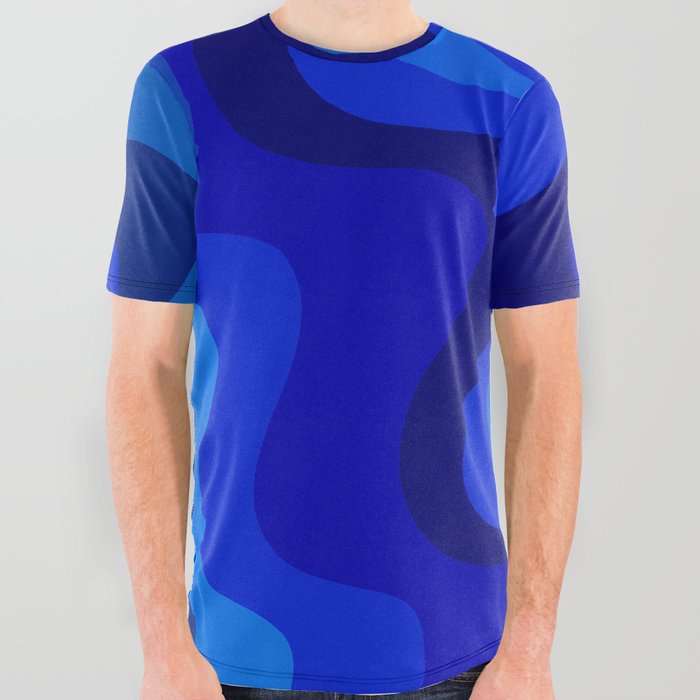 Blue Abstract Art Colorful Blue Shades Design All Over Graphic Tee
