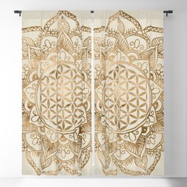 Flower of Life in Lotus - pastel golds and canvas Blackout Curtain