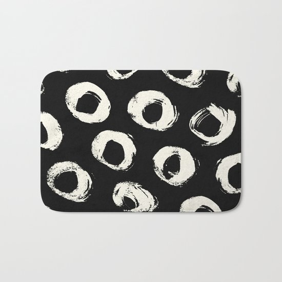 Polka Dots Cream on Black 2 Bath Mat
