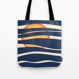 Seeker - Dark Blue Colourful Minimalistic Retro Art Pattern Design Tote Bag