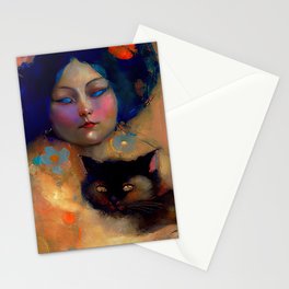 Luxurious Cat Lady, Fat Positive Art Stationery Cards