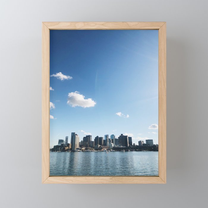 Boston City Skyline in the Sun Framed Mini Art Print
