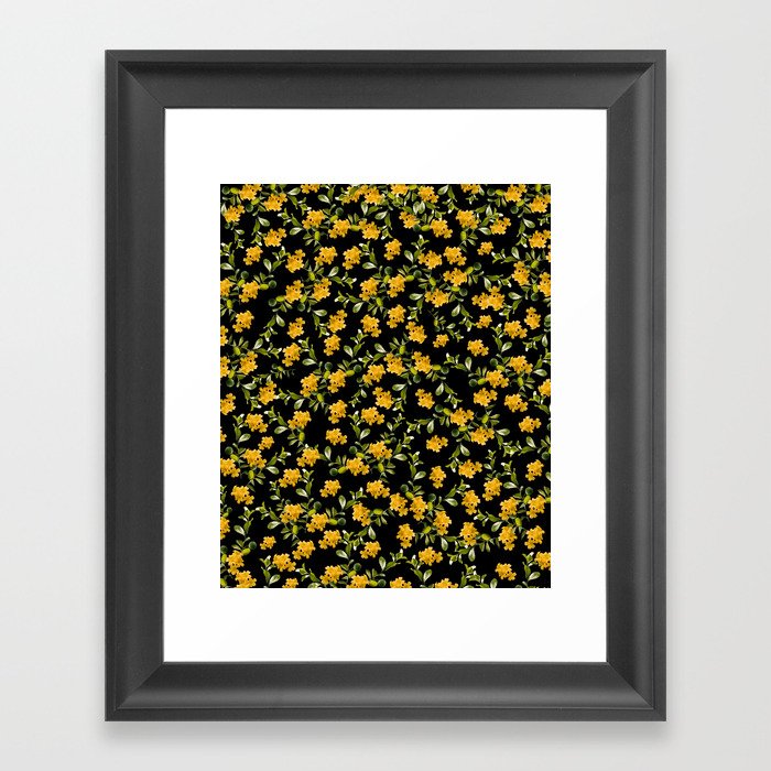 Yellow Flower Pattern #2 #spring #floral #decor #art #society6 Framed Art Print