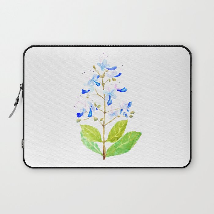blue butterfly flowers watercolor Laptop Sleeve