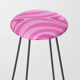 New Groove Retro Swirl Abstract Pattern in Doll Pink Counter Stool