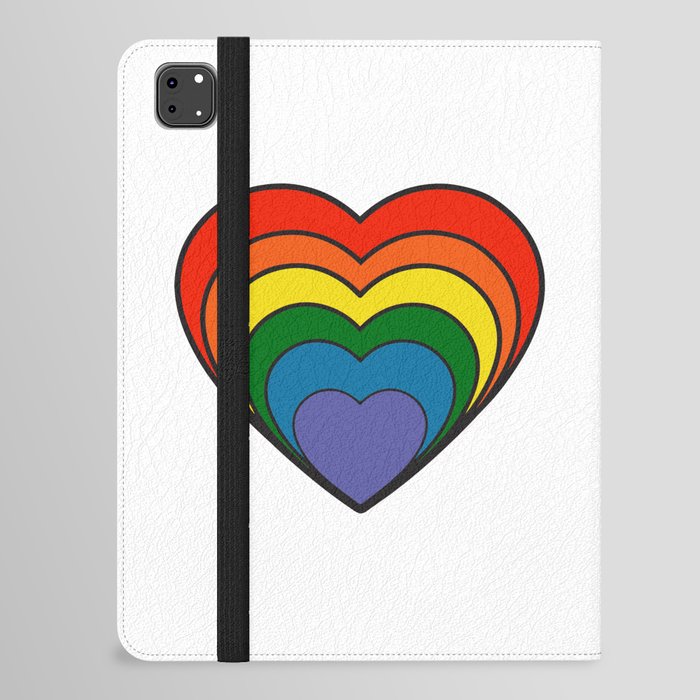 Colourful Rainbow Retro Hippy Heart iPad Folio Case