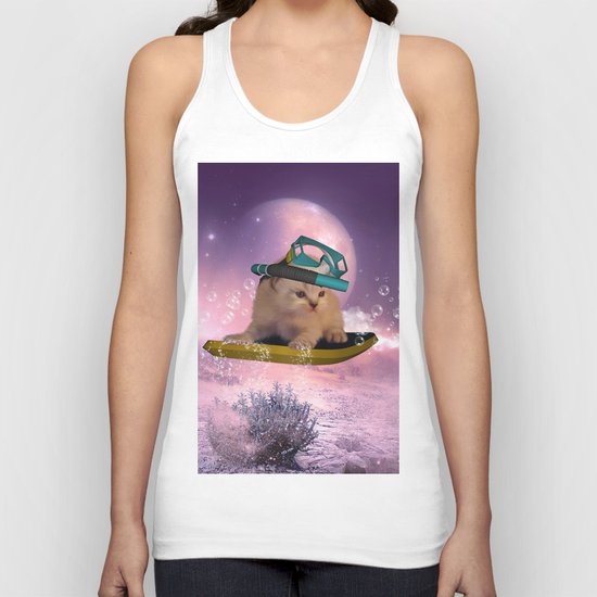 Cute surfing kitten Unisex Tank Top