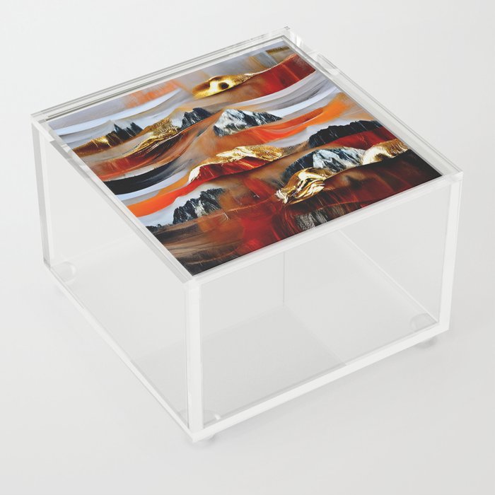 Abstract Painting No. 10 Golden Hills Acrylic Box