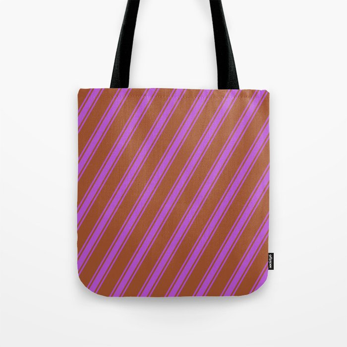 Sienna and Orchid Colored Pattern of Stripes Tote Bag