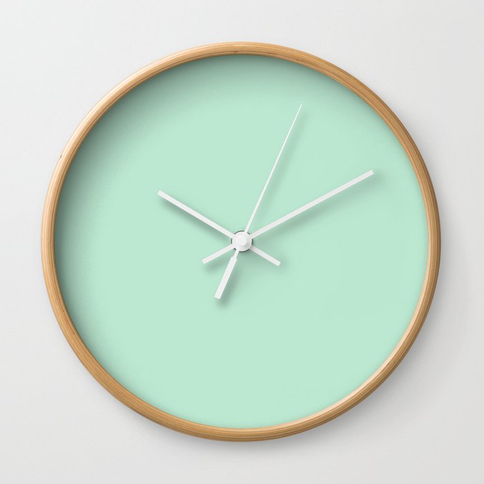 Spring Pastel Green Single Solid Color Coordinates w/ PPG Dinner Mint PPG17-30 - Color Crush Wall Clock