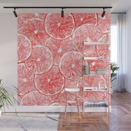 Watercolor grapefruit slices pattern Wall Mural