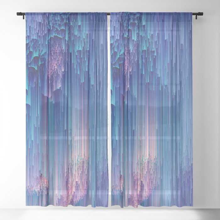 Fairy Glitches - Abstract Pixel Art Sheer Curtain