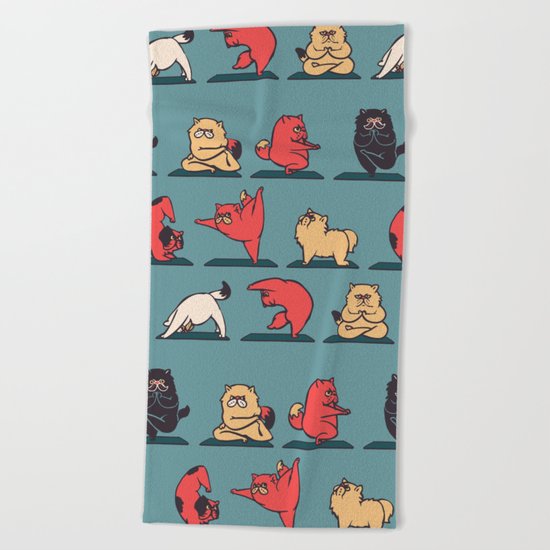 Cat Yoga Beach Towel