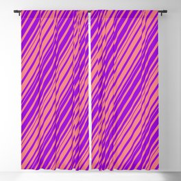 [ Thumbnail: Light Coral & Dark Violet Colored Lines/Stripes Pattern Blackout Curtain ]