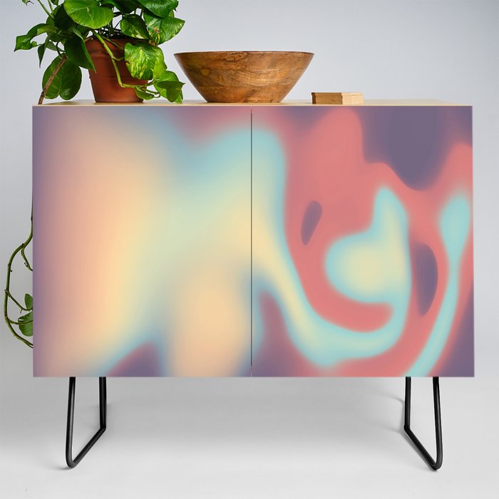 Melted Liquid Sunset Gradient Fluid Abstract Artwork Credenza