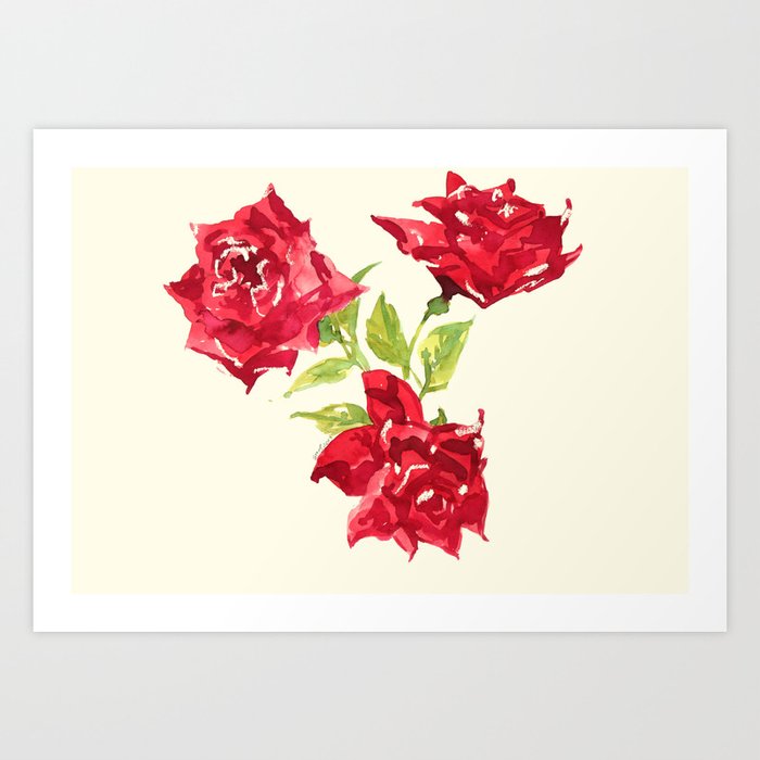 Three Red Roses Art Print