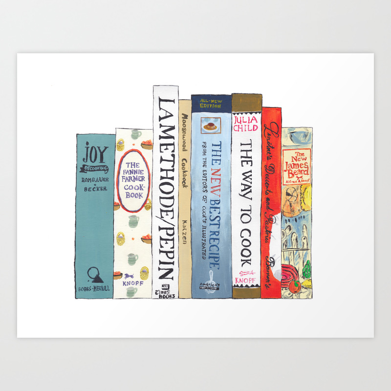 Cookbooks Bookshelf For Cooks Food Lovers Art Print By Booknotes