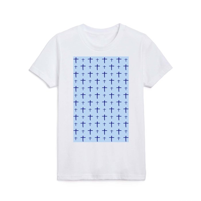 Christian Cross 61– dark and light blue Kids T Shirt