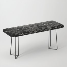 Rockford USA - Black and White City Map - Dark Aesthetic Bench