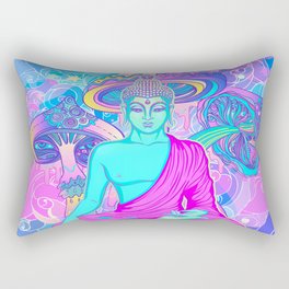 Sitting Buddha among psychedelic Mushrooms Rectangular Pillow