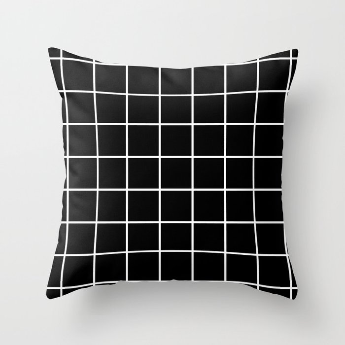 Black and White Grid Throw Pillow