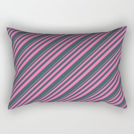 [ Thumbnail: Hot Pink and Dark Slate Gray Colored Stripes Pattern Rectangular Pillow ]