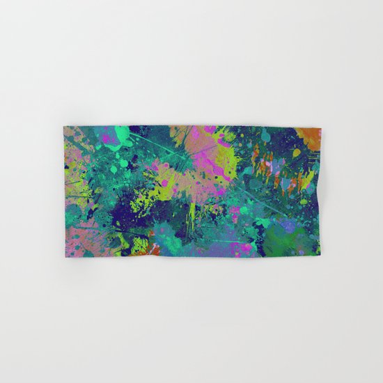Messy Art I - Abstract, paint splatter painting, random, chaotic and messy artwork Hand & Bath Towel