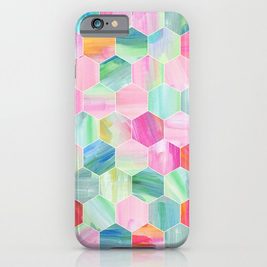 Pretty Pastel Hexagon Pattern in Oil Paint iPhone & iPod Case