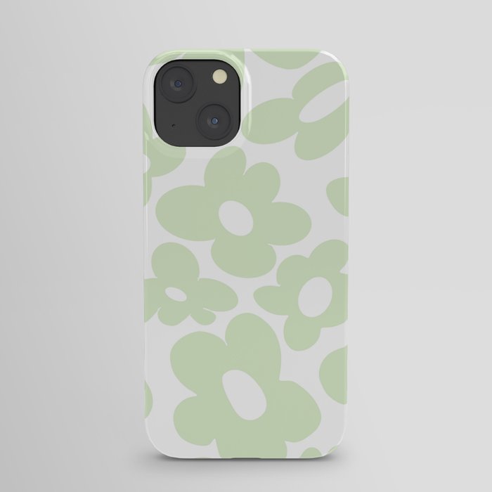 retro flowers / green iPhone Case