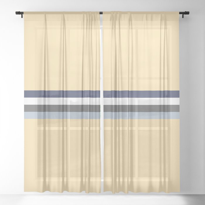 Minimal Abstract Grey Stripes On Beige - Drow Sheer Curtain
