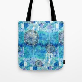 Crystal Vision - Blue And Gray Abstract Mandala Art Tote Bag