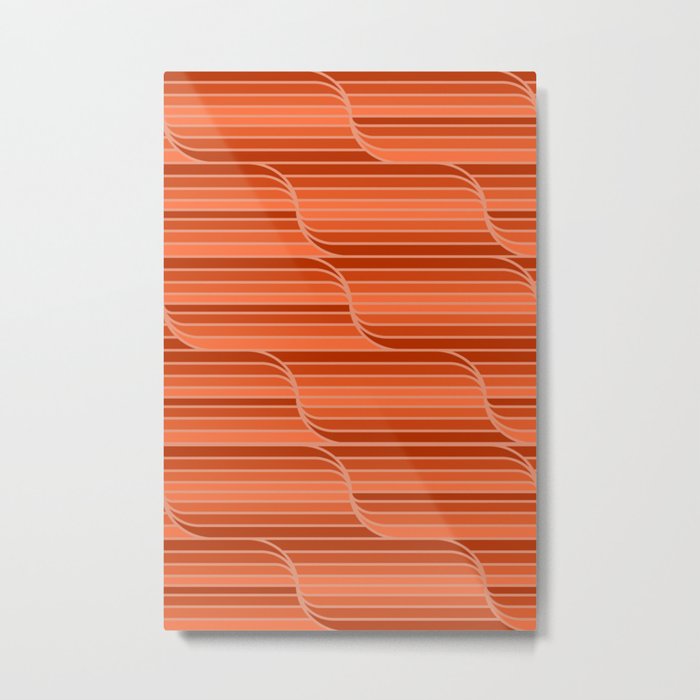 Geo Stripes - Rust Orange Metal Print