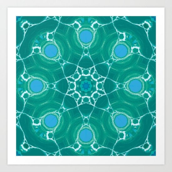Cyan Star Mandala Art Print