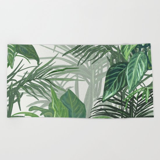 Green Tropical mood Beach Towel
