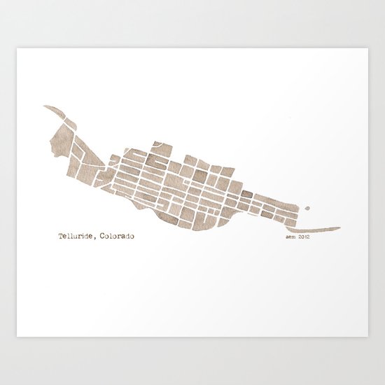 Telluride Colorado Map Art Print