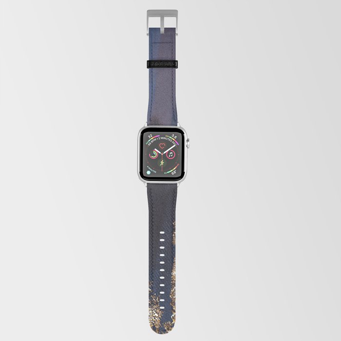 Navy Blue Paint Brushstrokes Gold Foil Apple Watch Band